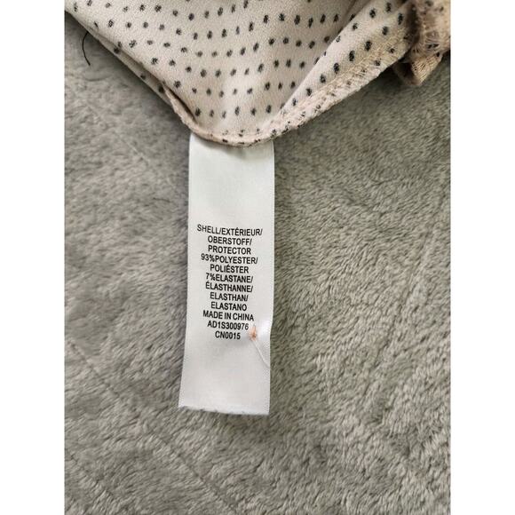 Adrianna Papell Blush Pink Black Polka Dot Knit Blouse High Halter Neck Large - Picture 11 of 13